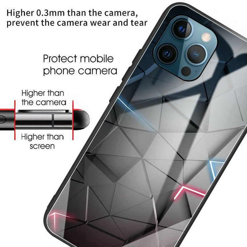 Skal iPhone 13 Pro Geometri Av Härdat Glas