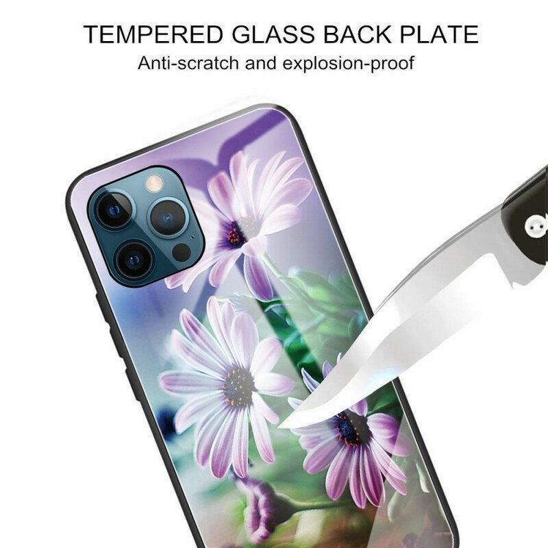 Skal iPhone 13 Pro Realistiska Blommor I Härdat Glas