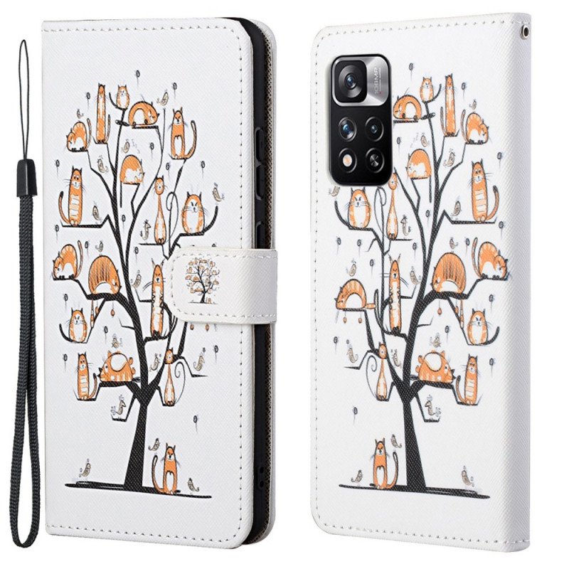 Fodral Xiaomi Redmi Note 11 Pro / 11 Pro 5G Med Kedjar Funky Cats Med Rem