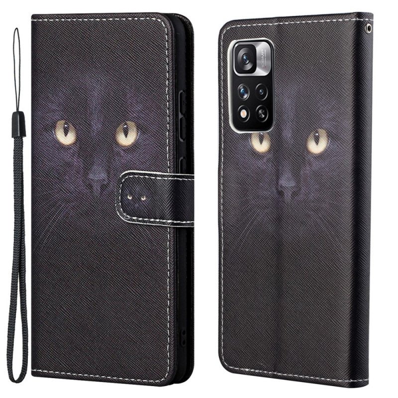 Fodral Xiaomi Redmi Note 11 Pro / 11 Pro 5G Med Kedjar Strappy Black Cat Eyes