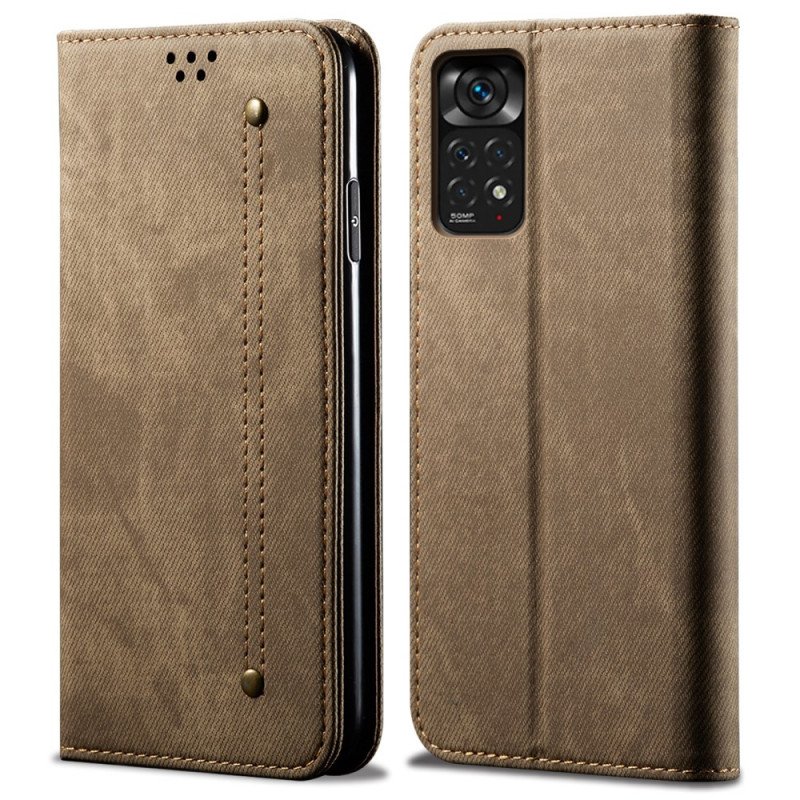 Folio-fodral Xiaomi Redmi Note 11 Pro / 11 Pro 5G Läderfodral Denim Tyg