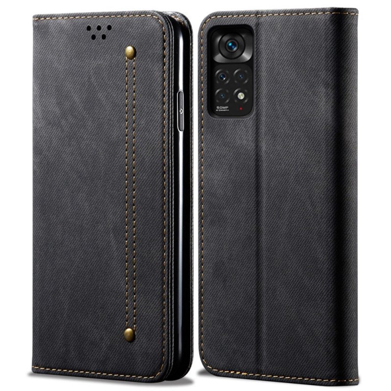 Folio-fodral Xiaomi Redmi Note 11 Pro / 11 Pro 5G Läderfodral Denim Tyg