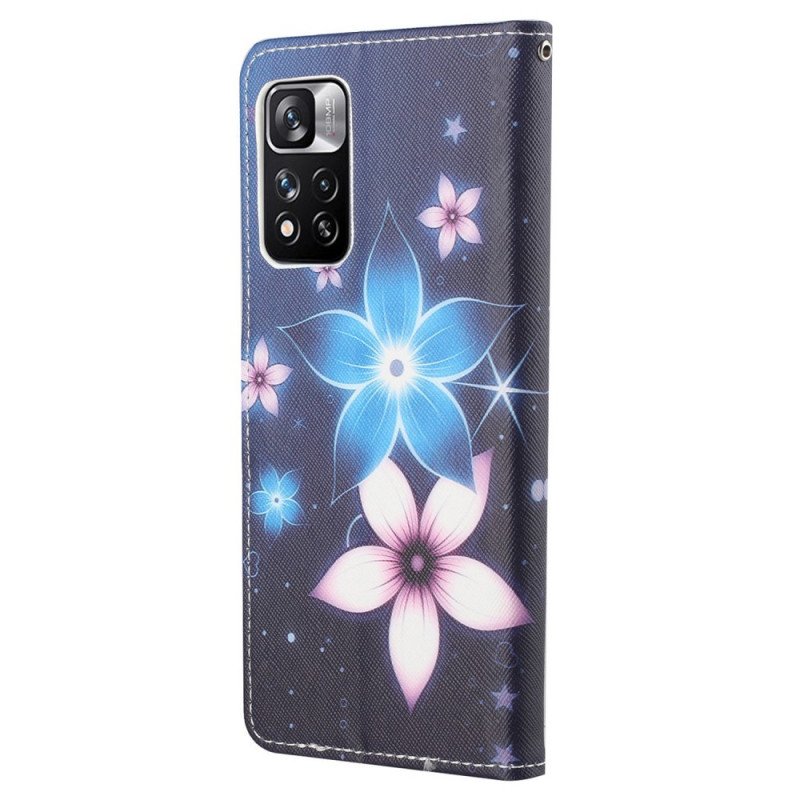 Folio-fodral Xiaomi Redmi Note 11 Pro / 11 Pro 5G Med Kedjar Lunar Strap Blommor