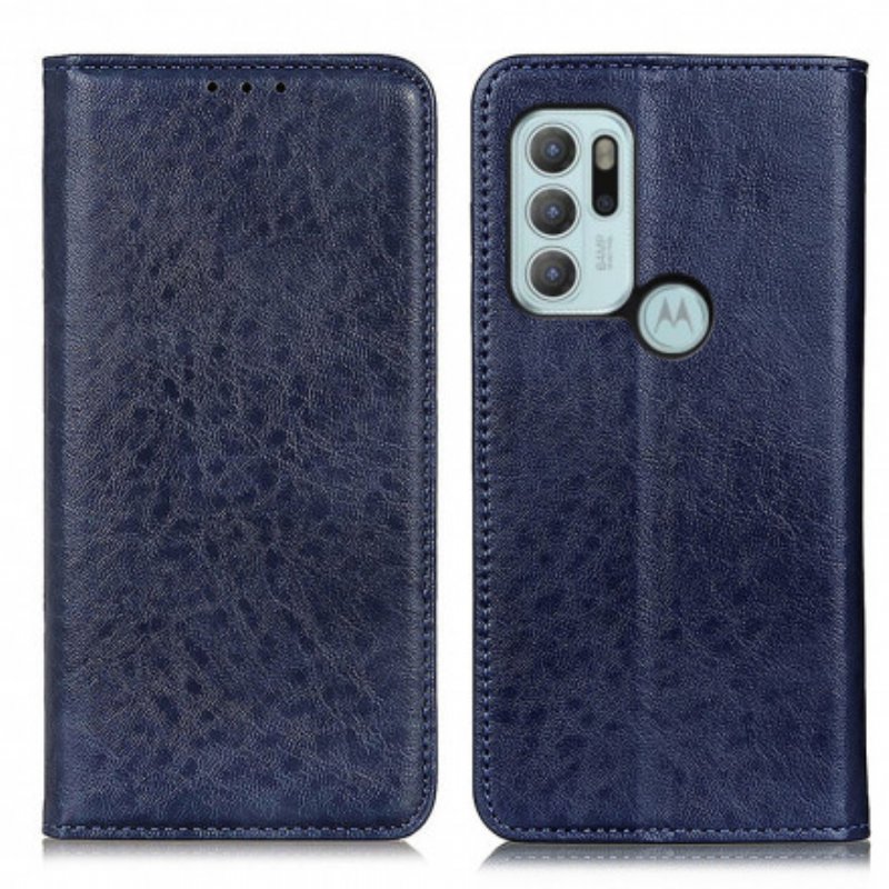 Folio-fodral Moto G60S Läderfodral Texturerat Delat Läder