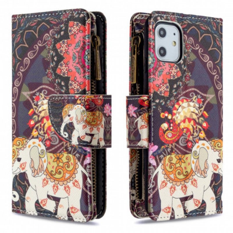 Folio-fodral iPhone 11 Elephant Zip-ficka