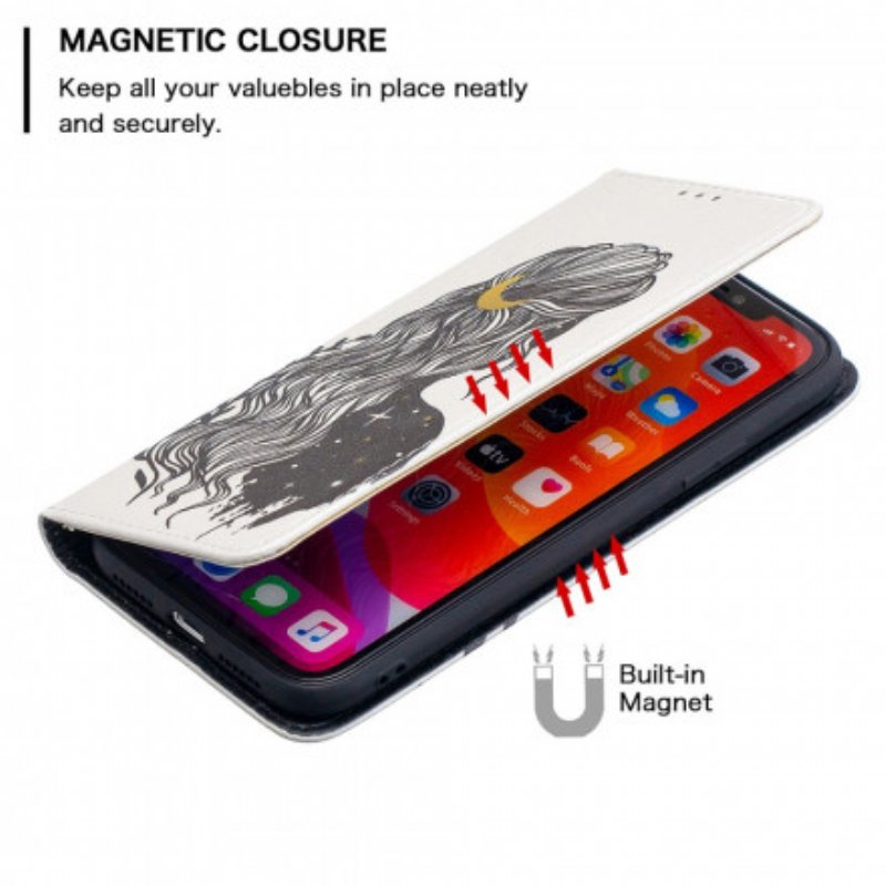 Folio-fodral iPhone 11 Läderfodral Vackert Hår