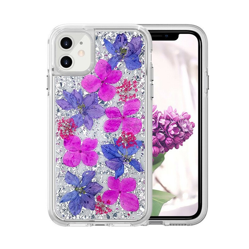 Skal iPhone 11 Lyxiga Blommiga Paljetter