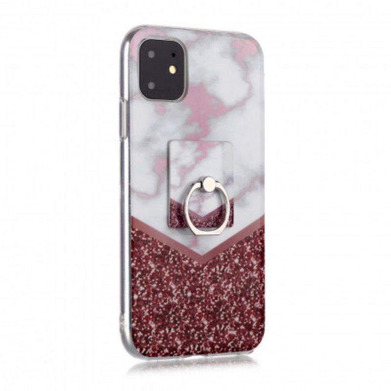 Skal iPhone 11 Marmordesign Med Ringstöd