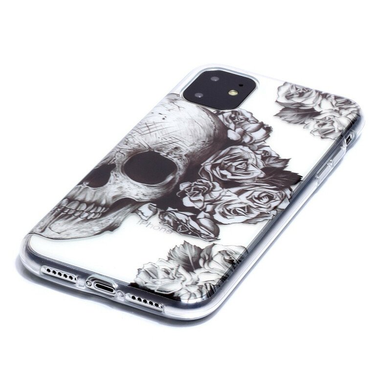 Skal iPhone 11 Transparent Blommig Skalle