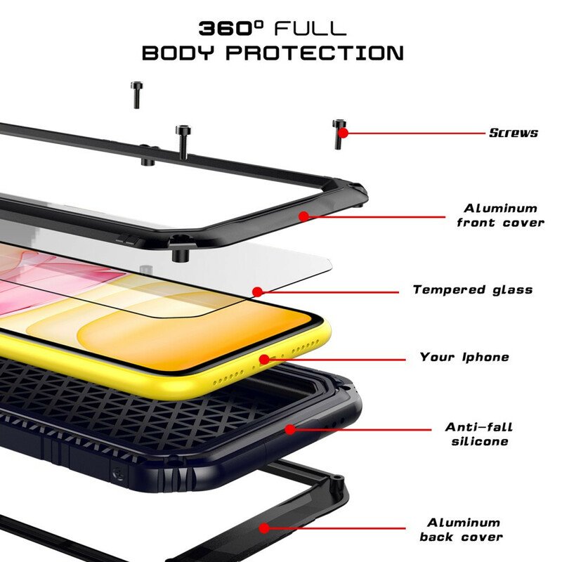 Skal iPhone 11 Vattentätt Härdat Glas Och Metall