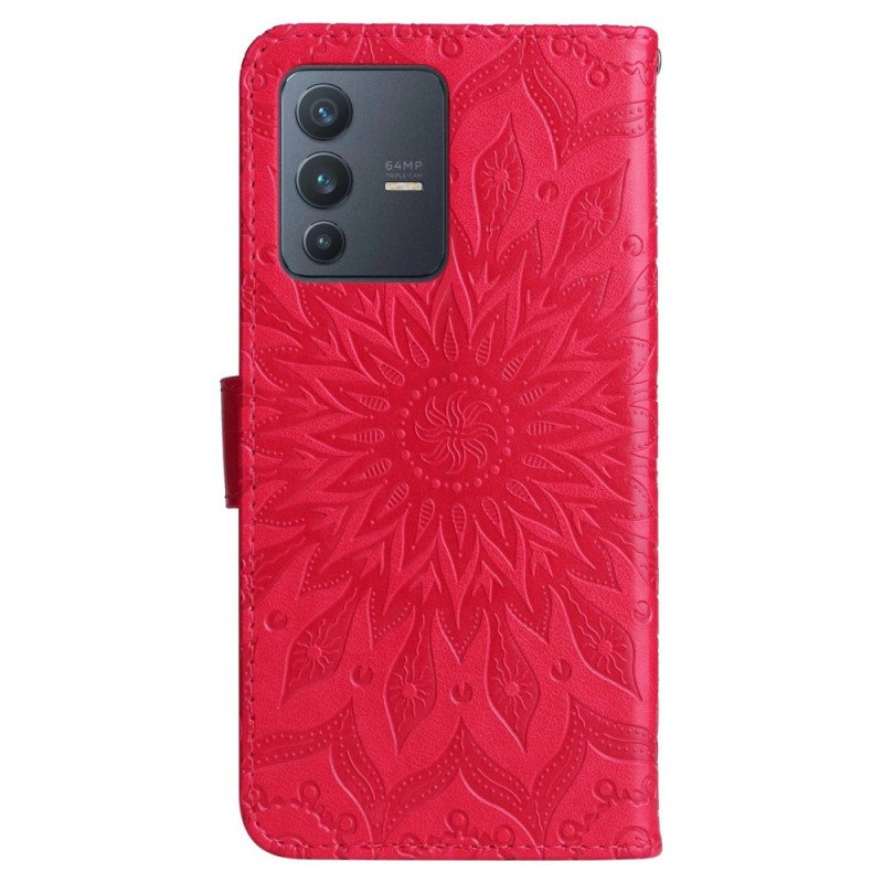 Folio-fodral Vivo V23 5G Mandala Sun Med Snodd