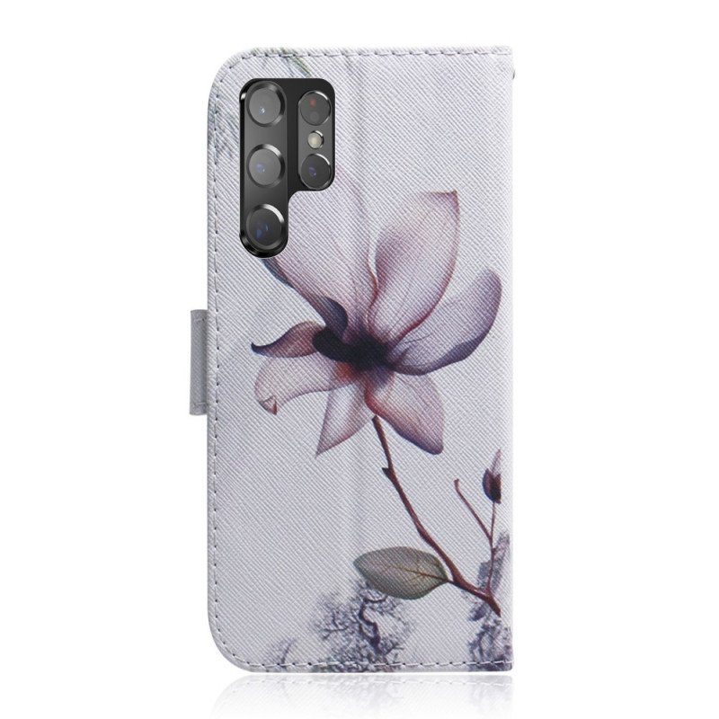 Fodral Samsung Galaxy S22 Ultra 5G Blomma Dusty Pink