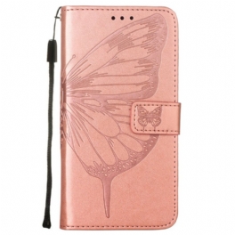 Fodral Samsung Galaxy S22 Ultra 5G Butterfly Design Med Lanyard