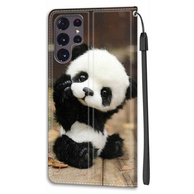 Fodral Samsung Galaxy S22 Ultra 5G Med Kedjar Spela Little Panda With Strap