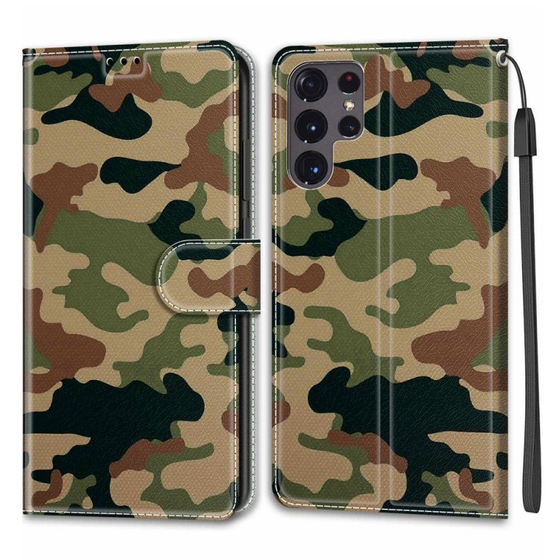 Folio-fodral Samsung Galaxy S22 Ultra 5G Militärt Kamouflage