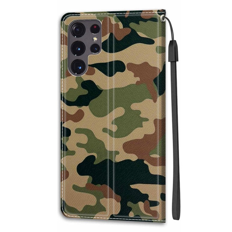 Folio-fodral Samsung Galaxy S22 Ultra 5G Militärt Kamouflage