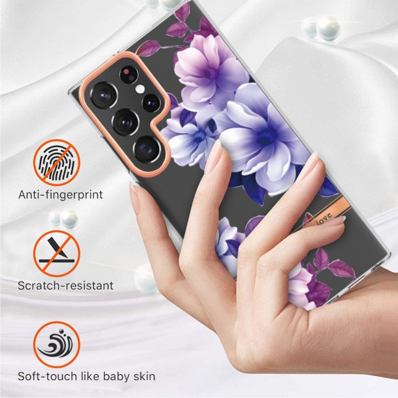 Mobilskal Samsung Galaxy S22 Ultra 5G Blommor Lev Det Liv Du Älskar