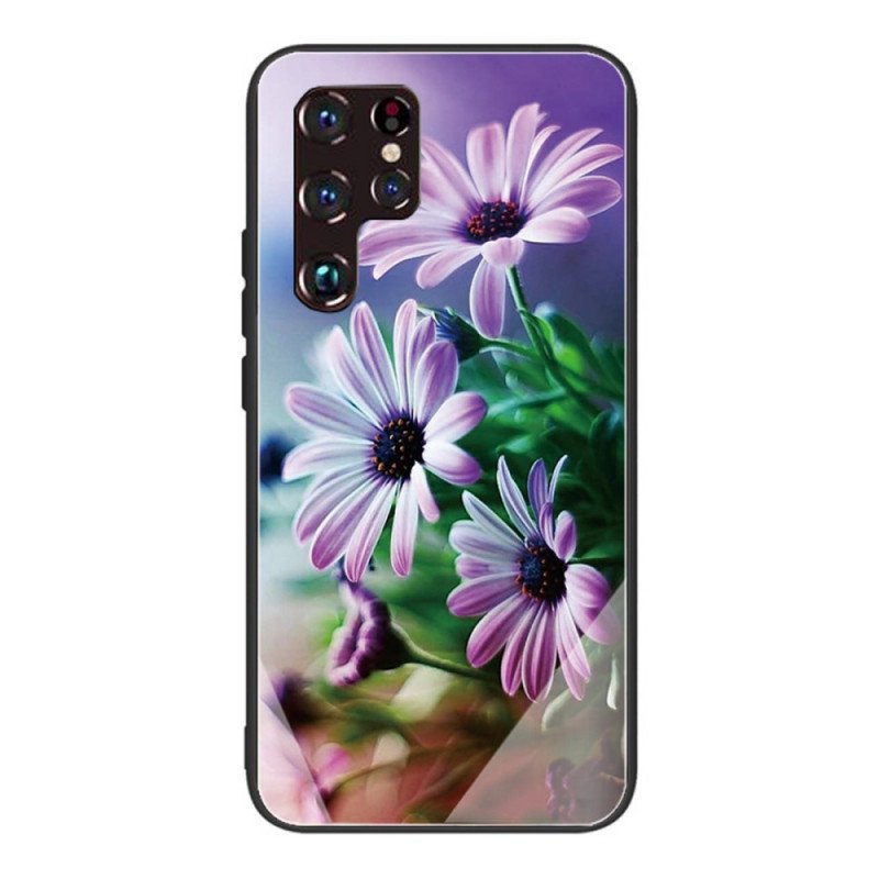 Skal Samsung Galaxy S22 Ultra 5G Realistiska Blommor I Härdat Glas