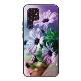 Skal Samsung Galaxy S22 Ultra 5G Realistiska Blommor I Härdat Glas