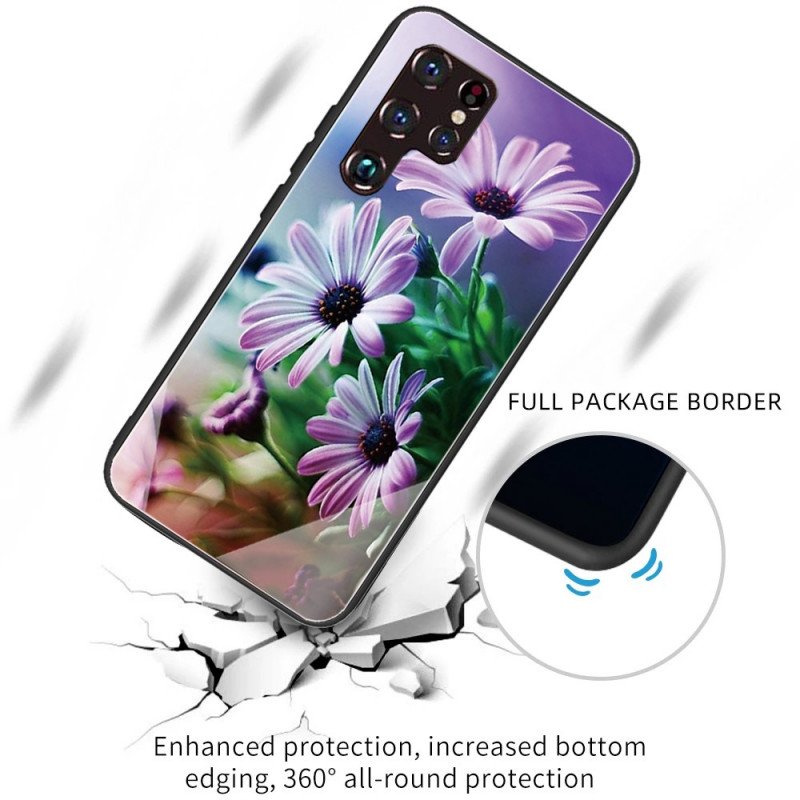 Skal Samsung Galaxy S22 Ultra 5G Realistiska Blommor I Härdat Glas