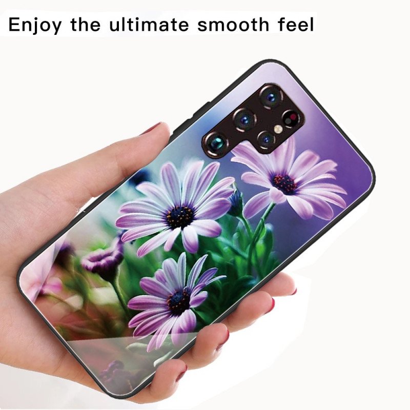 Skal Samsung Galaxy S22 Ultra 5G Realistiska Blommor I Härdat Glas