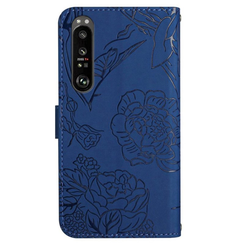 Fodral Sony Xperia 1 Vi Fjärilstryck Med Rem