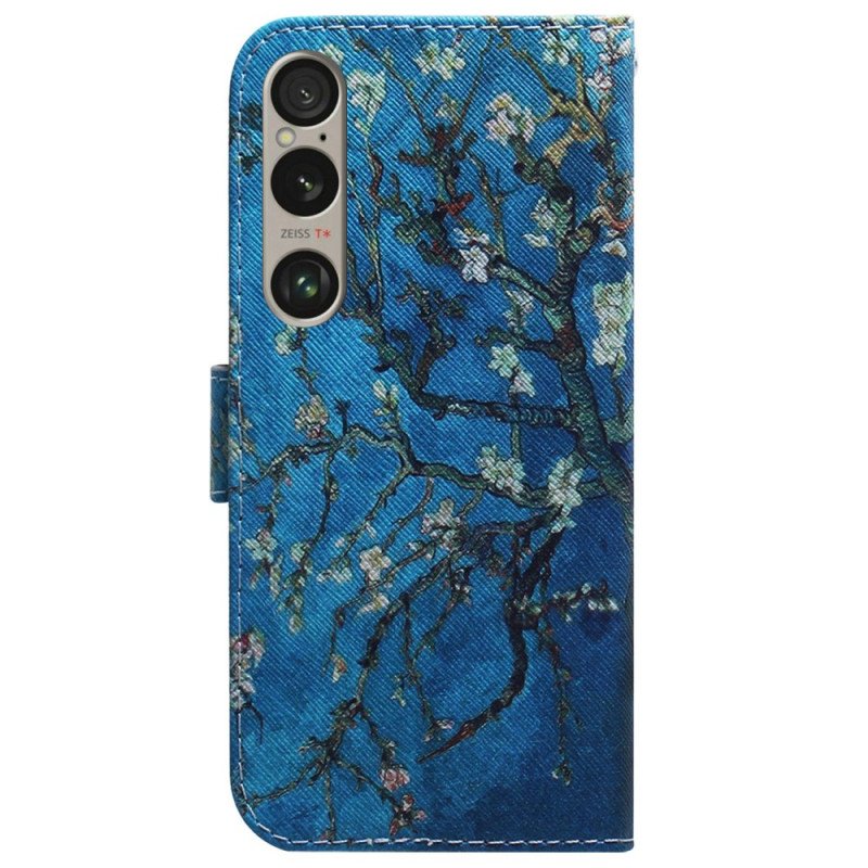 Läderfodral Sony Xperia 1 Vi Telefonfodral Aprikosblommor