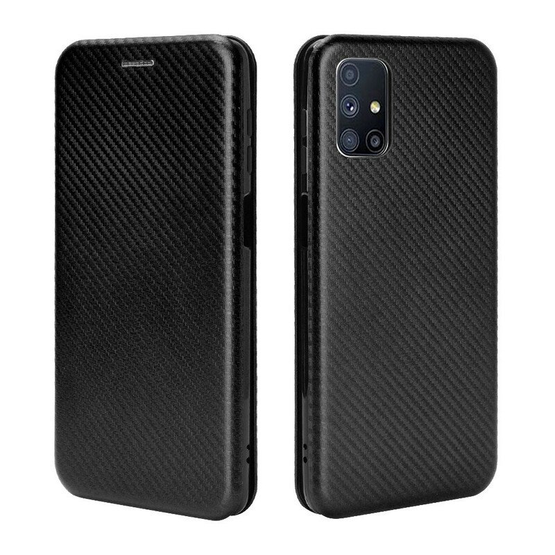 Folio-fodral Samsung Galaxy M51 Läderfodral Kolfiber