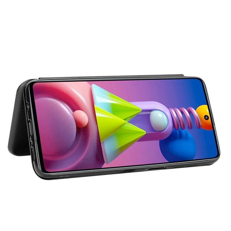 Folio-fodral Samsung Galaxy M51 Läderfodral Kolfiber