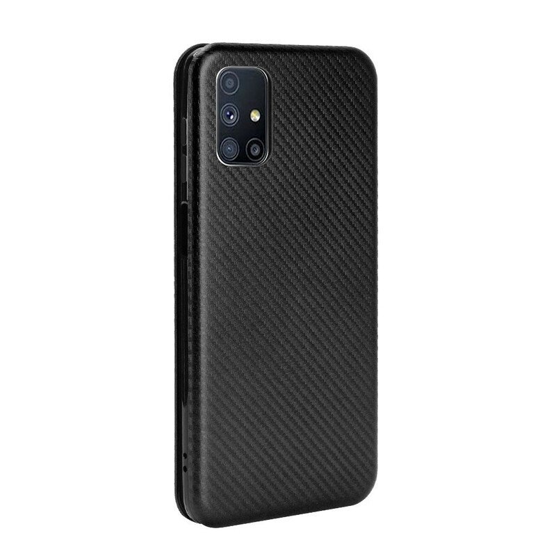 Folio-fodral Samsung Galaxy M51 Läderfodral Kolfiber