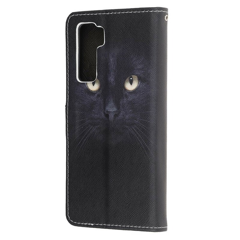 Fodral Huawei P40 Lite 5G Med Kedjar Strappy Black Cat Eyes