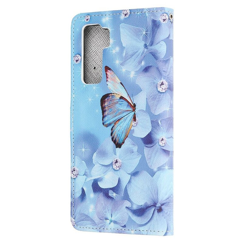 Fodral Huawei P40 Lite 5G Med Kedjar Strappy Diamond Butterflies