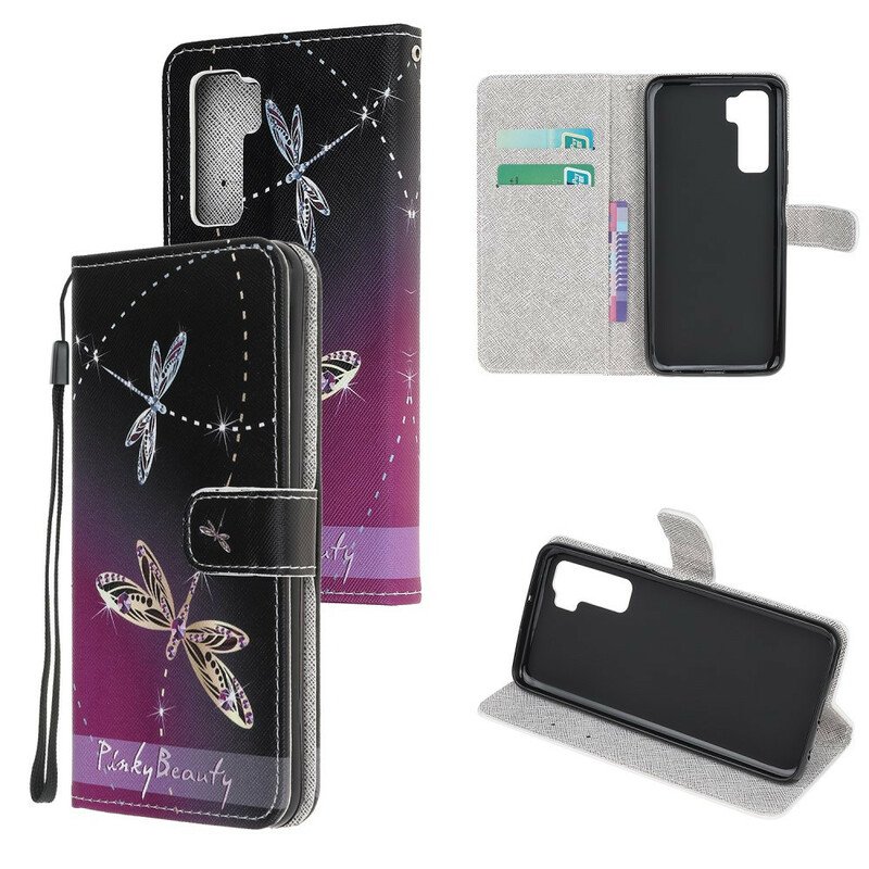 Fodral Huawei P40 Lite 5G Med Kedjar Strappy Dragonflies