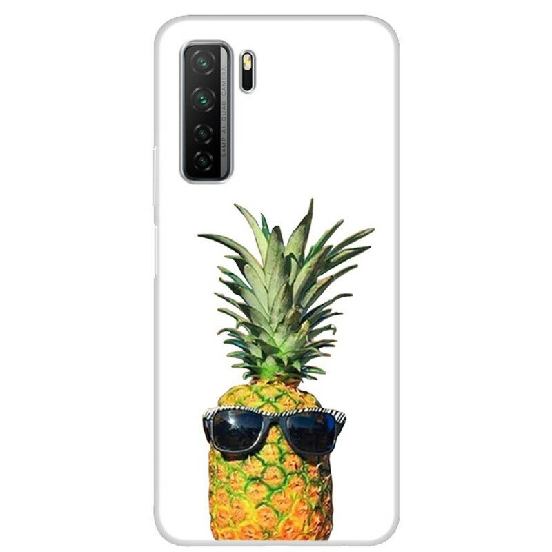 Skal Huawei P40 Lite 5G Transparent Ananas Med Glasögon