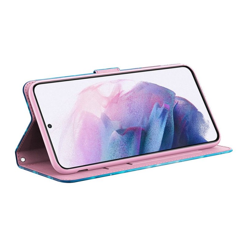 Fodral Samsung Galaxy A13 5G / A04s Flygande Blå Fjärilar