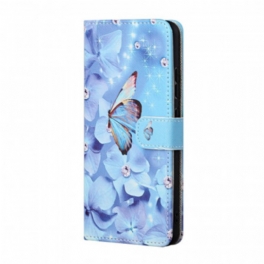 Fodral Samsung Galaxy A13 5G / A04s Med Kedjar Strappy Diamond Butterflies