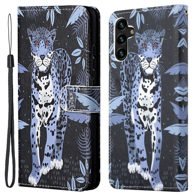 Fodral Samsung Galaxy A13 5G / A04s Med Kedjar Strappy Leopard