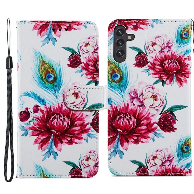 Folio-fodral Samsung Galaxy A13 5G / A04s Intensiva Blommor