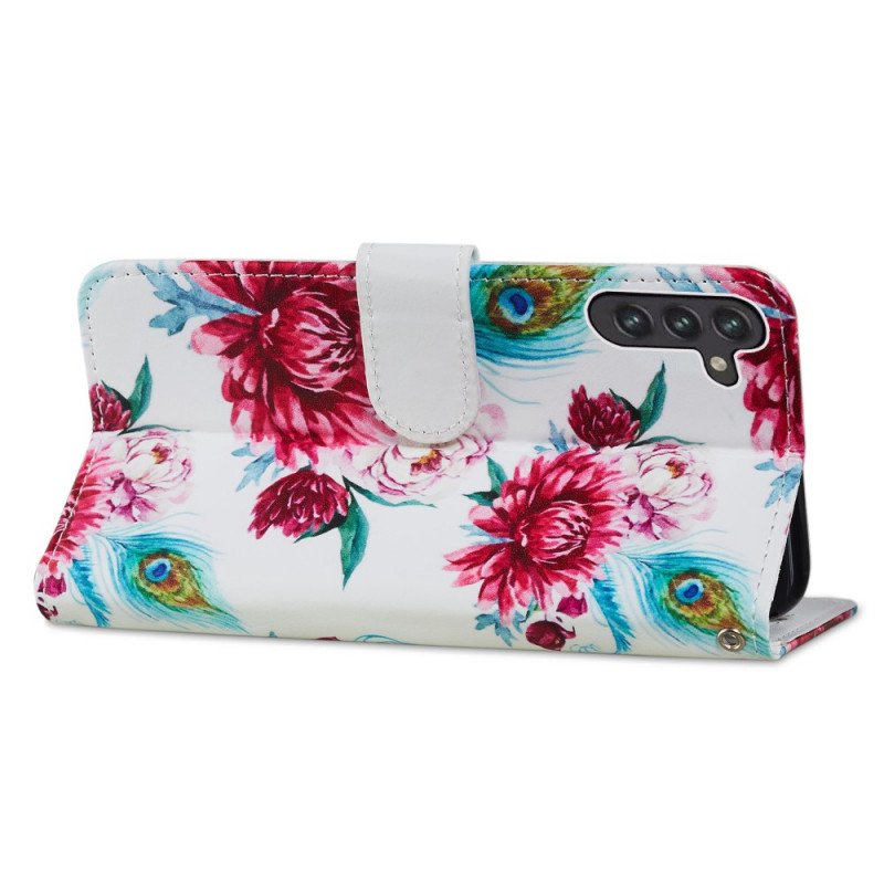 Folio-fodral Samsung Galaxy A13 5G / A04s Intensiva Blommor