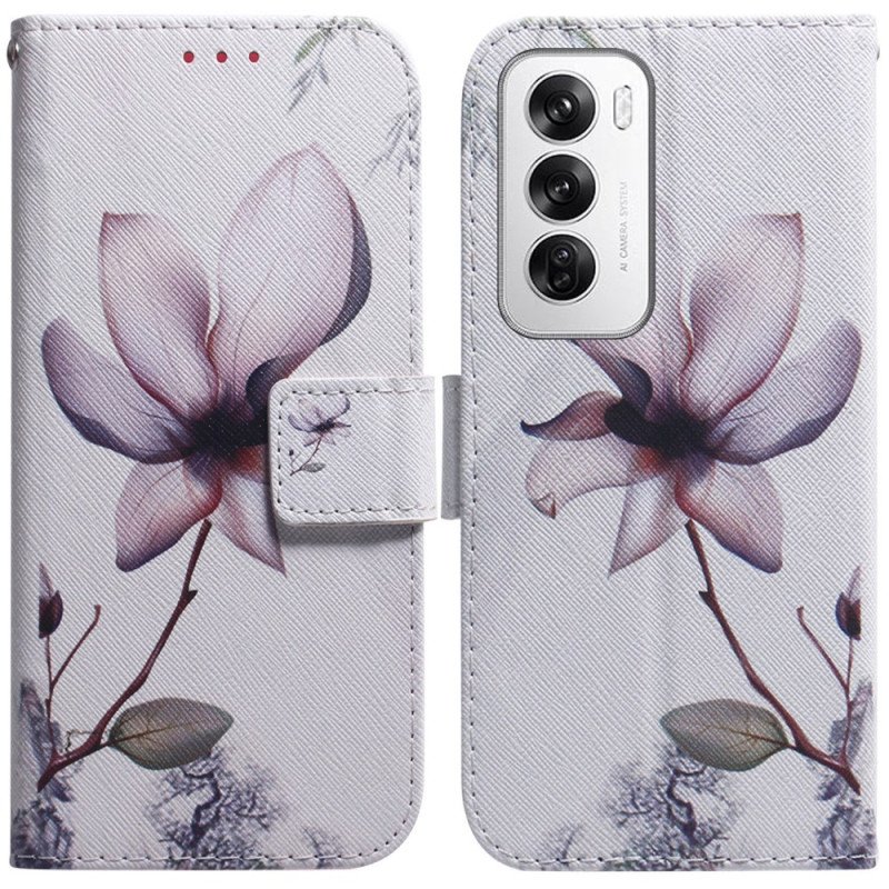 Läderfodral Oppo Reno 12 5g Telefonfodral Rosa Blomma