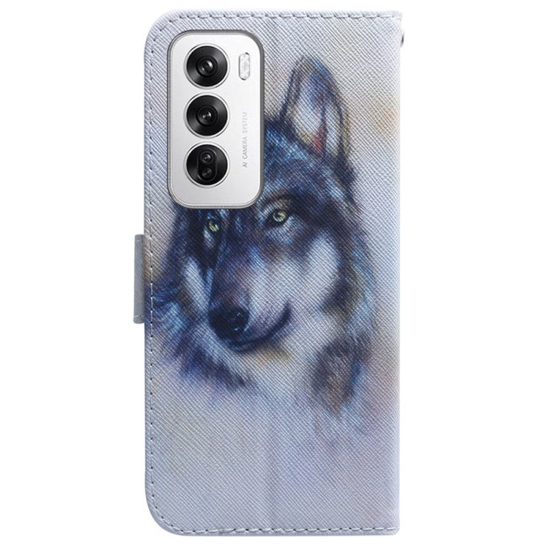 Läderfodral Oppo Reno 12 5g Telefonfodral Wolf Acolor