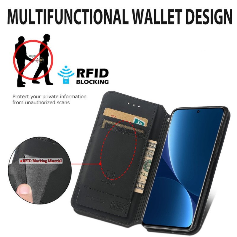 Folio-fodral Xiaomi 12 Pro Läderfodral Caseneo Rfid-design