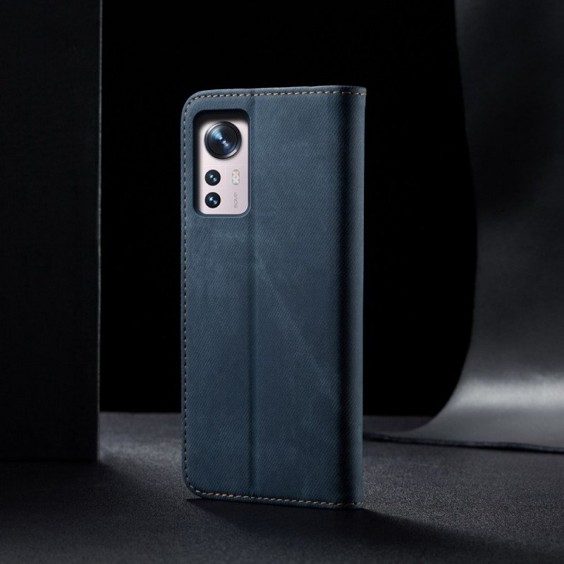 Folio-fodral Xiaomi 12 Pro Läderfodral Denim Tyg