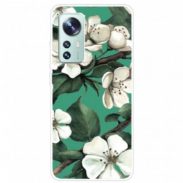 Skal Xiaomi 12 Pro Silikon Vita Blommor