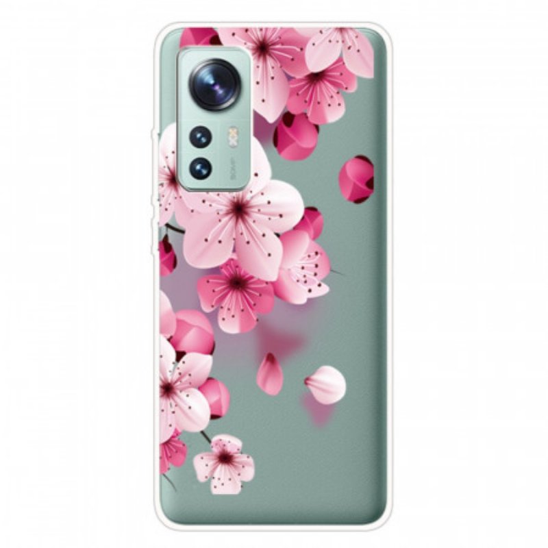 Skal Xiaomi 12 Pro Silikonrosa Blommor