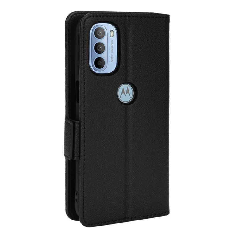 Fodral Moto G41 / G31 Folio-fodral Flap Double Litchi Nya Färger