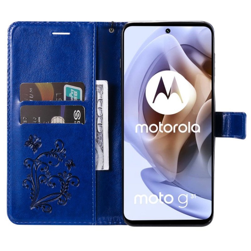 Fodral Moto G41 / G31 Med Kedjar Jättebandfjärilar