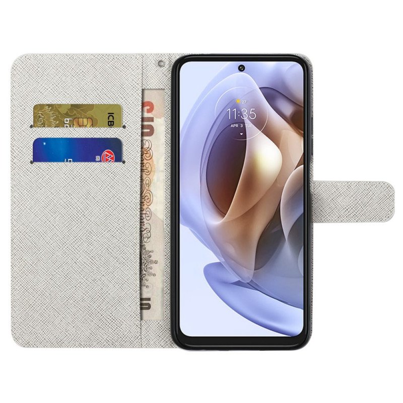 Fodral Moto G41 / G31 Med Kedjar Lunar Strap Blommor