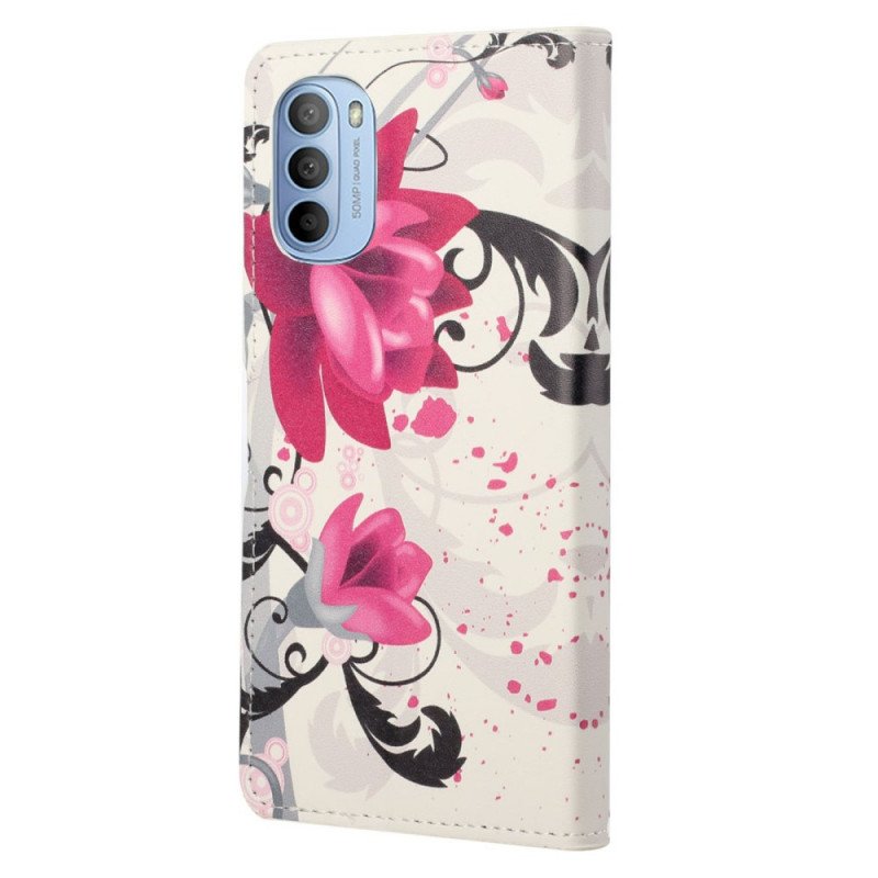 Fodral Moto G41 / G31 Tropiska Blommor