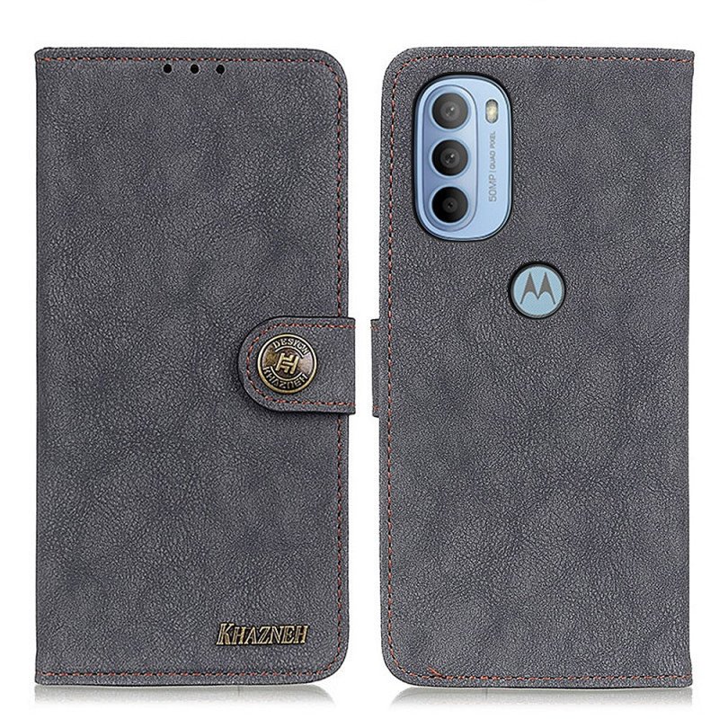 Folio-fodral Moto G41 / G31 Khazneh Retro Split Konstläder